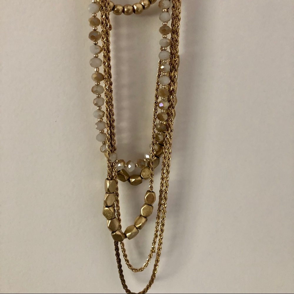 NWT: Gold and Tan - Beaded Necklace